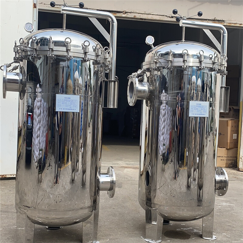 袋式過濾器304不銹鋼自來水柴油井水泥沙雜質(zhì)精密保安布袋多袋式磐之纖 每小時(shí)流量20噸